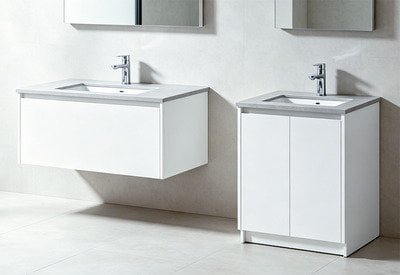 Floating and freestanding bathroom vanity configurations - custom size and structure options for distributors
